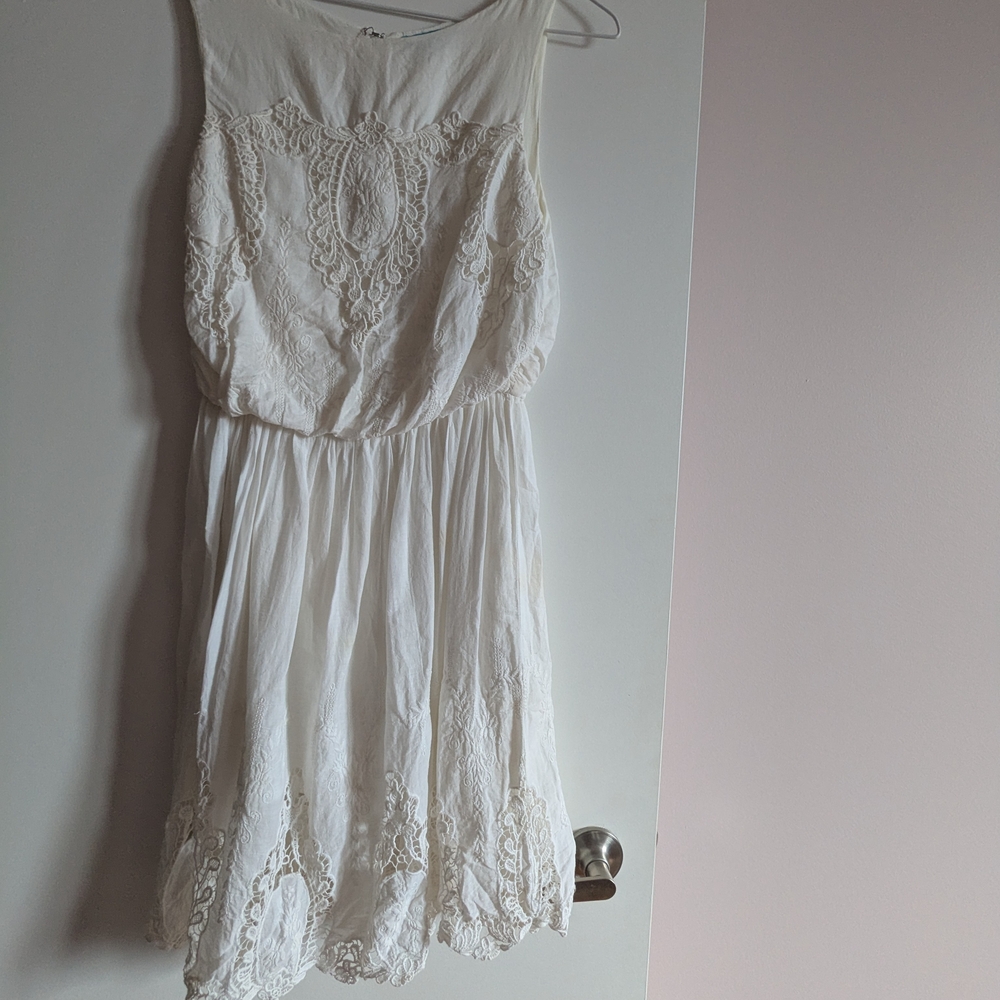 Vintage White Smocked Tiered Mini Dress